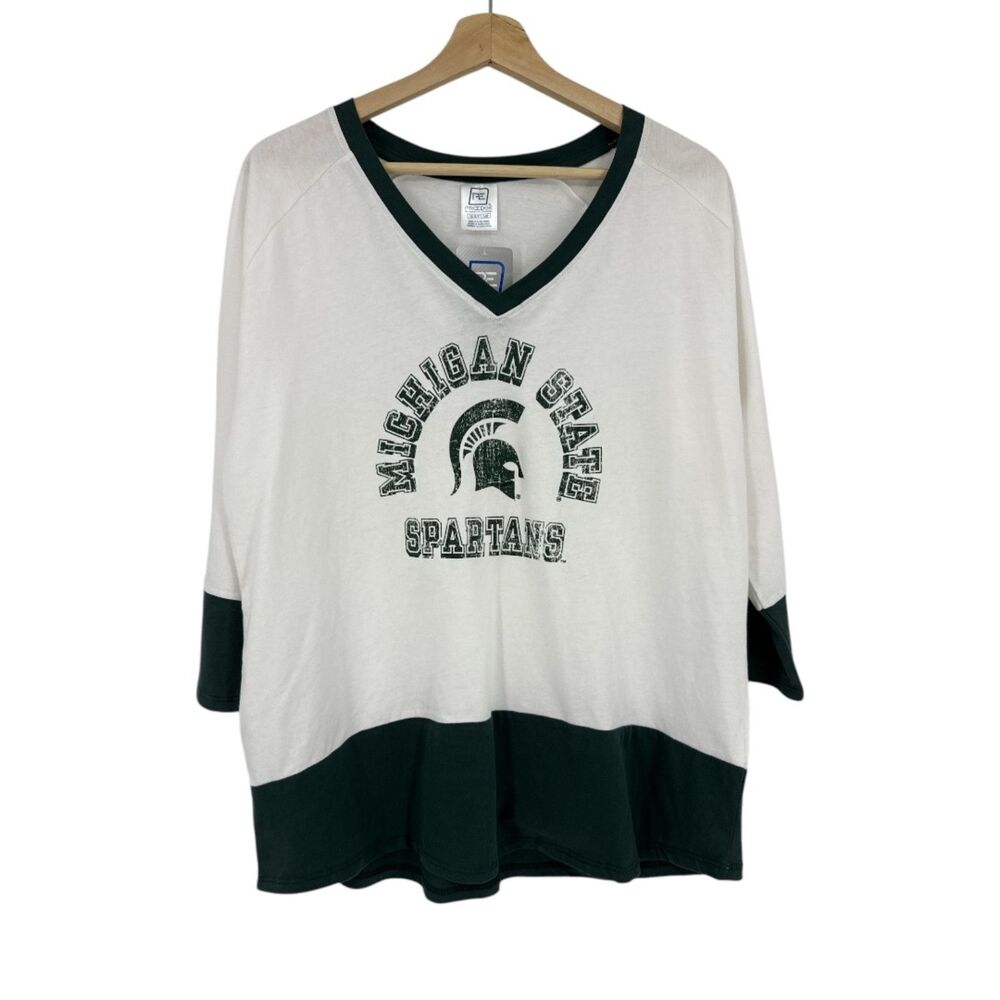 Michigan State University shirt 1X Women's Plus Size MSU knit top V-Neck NEW